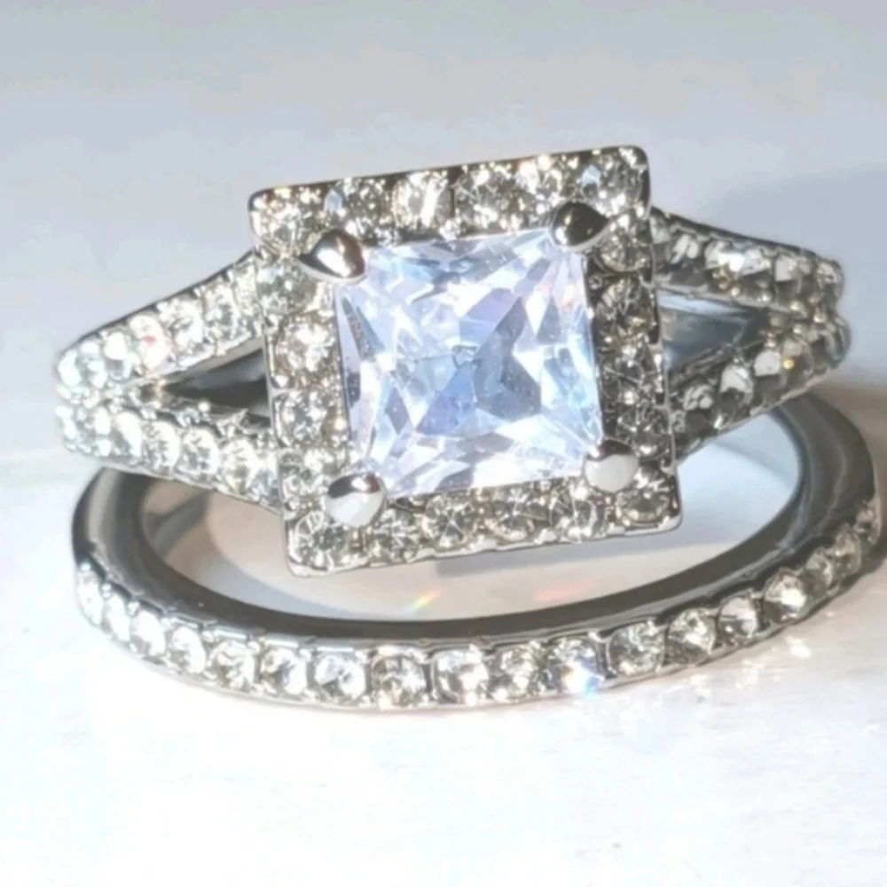 Womens 4 Ct Intricate Detailed Lab Created Diamond Engagement Ring Set Sz7